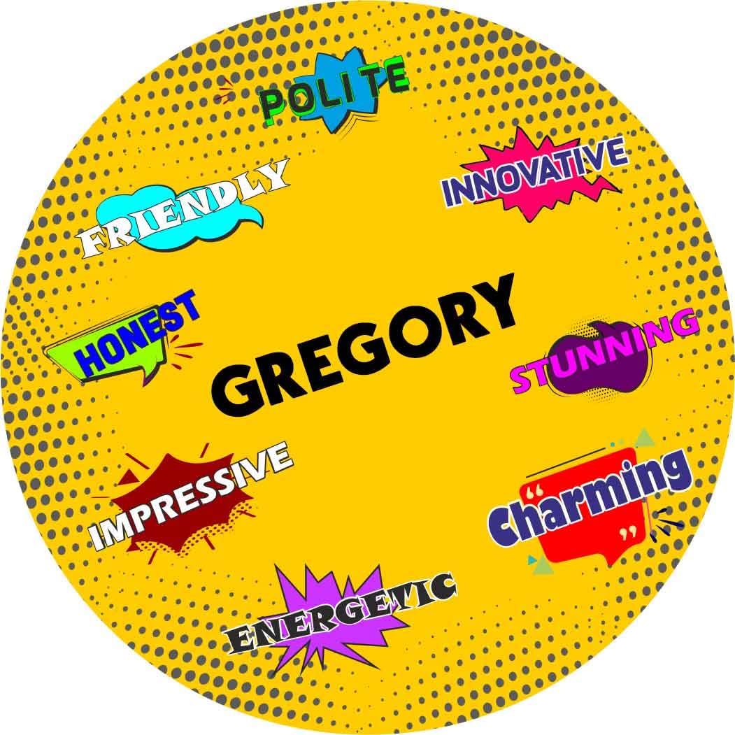 ASHVAH Gregory Name Customizable Stylish Fridge Sticker Magnet - Personality Trait Quotes - Gift for Friend, Son, Daughter, Kids, Husband, Wife