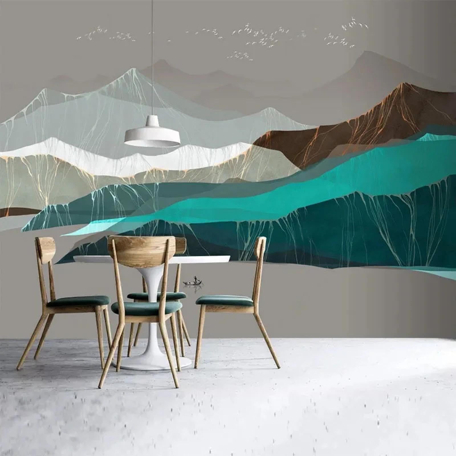 Papier peint 3D encre abstraite effet fresque artistique de luxe