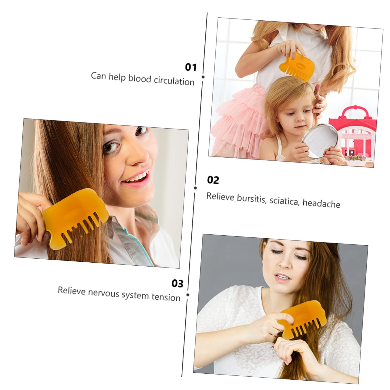 Gatuida 3 Set Regola La Circolazione Rilassa La Gua Sha Raschiando Pettine Cuoio Capelluto Raschiando Bordo Naturale Per Il Corpo 2 Pezzi * 3