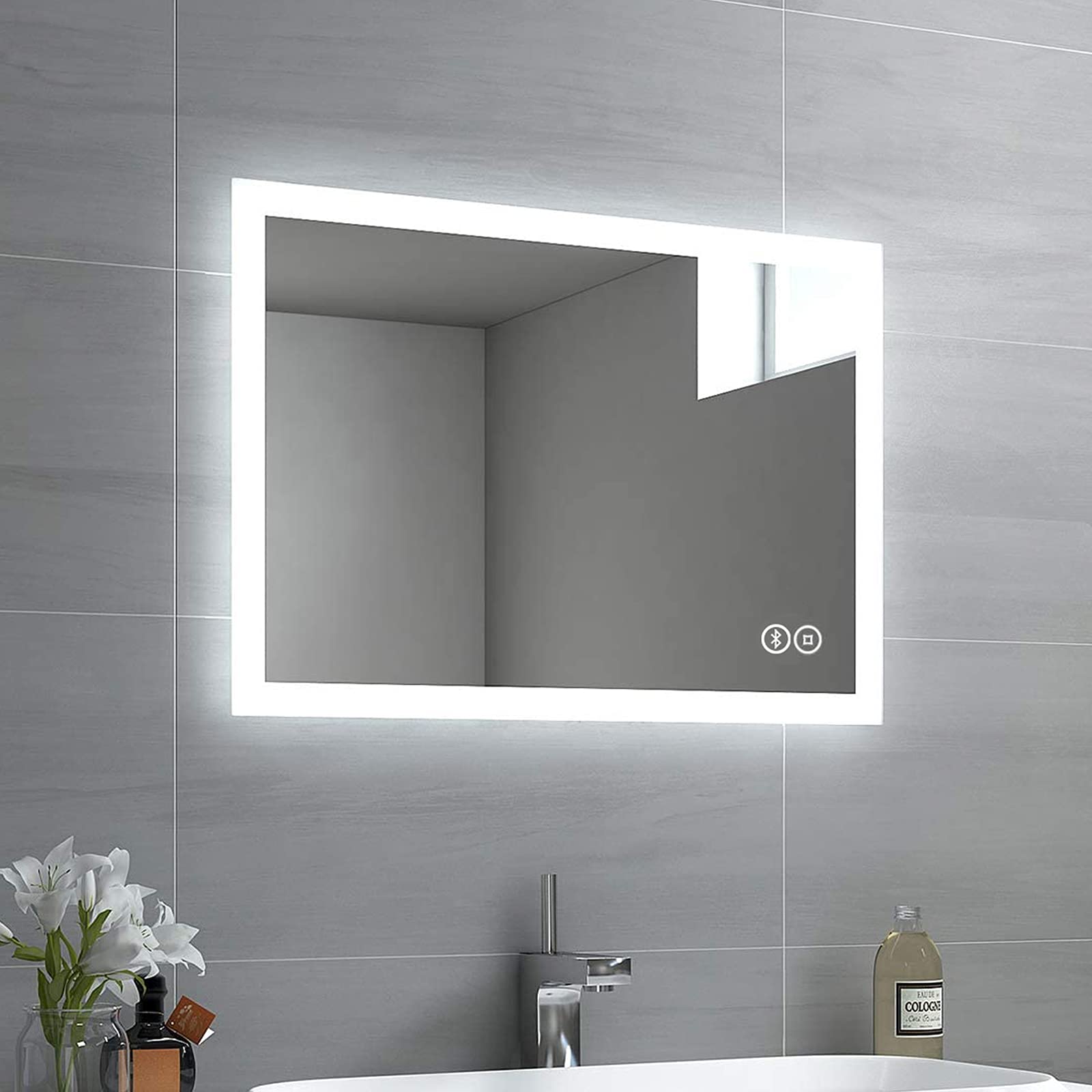 Buy iropro 700x1000mm Illuminated LED Bathroom Bluetooth Mirror with