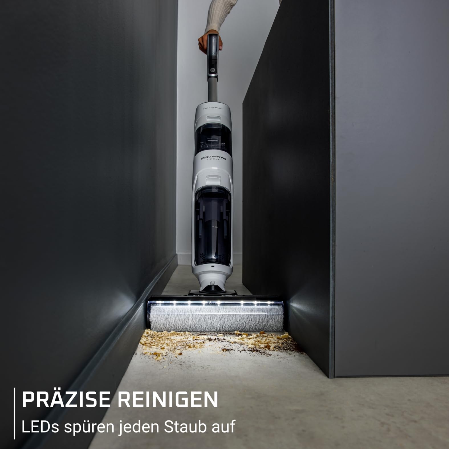 Rowenta X-Clean 5, 2-in-1 Nass- und Trockensauger, 3 Modi, präzise Reinigung, automatischer Erkennungsmodus, LED-Beleuchtung, selbstreinigend, Heißtrocknung, 50 Min. Laufzeit, Schneeweiß, GZ5557EE