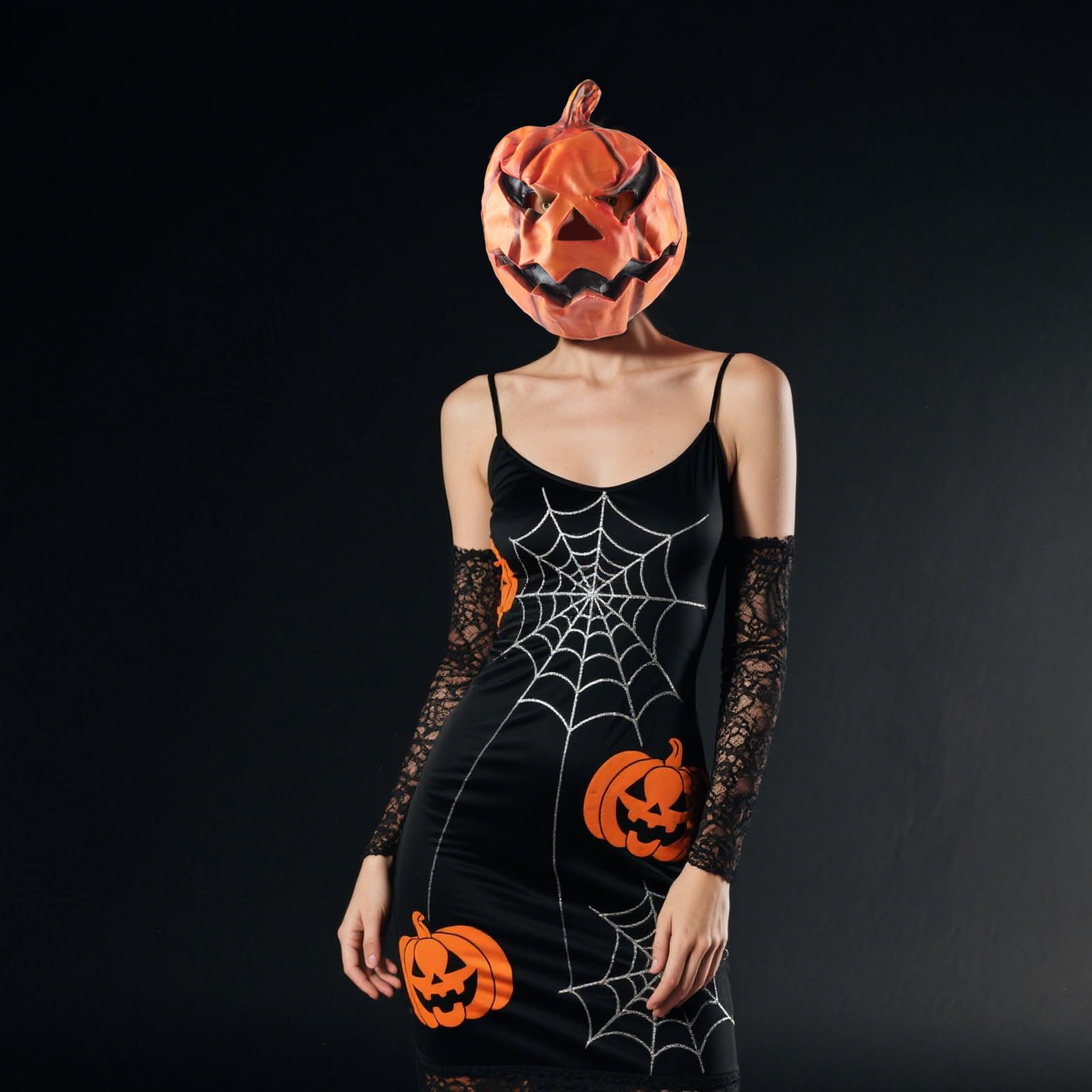 AYNKH PartyHop & PartyCostume Pumpkin Mask, Latex Full Head Realistic Mask for Halloween Costume Party Decoration - Image 4
