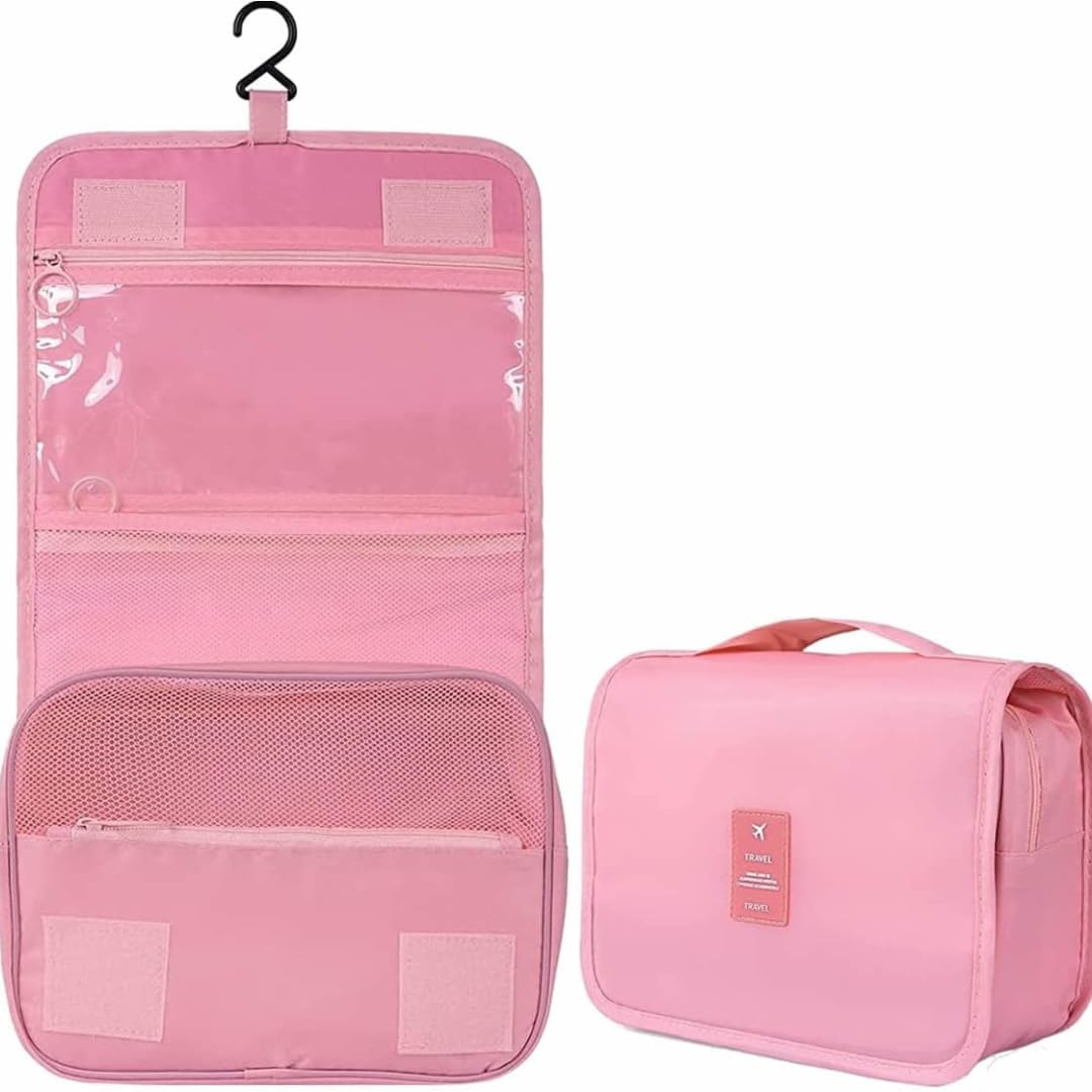 SPRQCART Travel Toiletry Pouch – Women’s Washbag for Skincare, Makeup -Pink