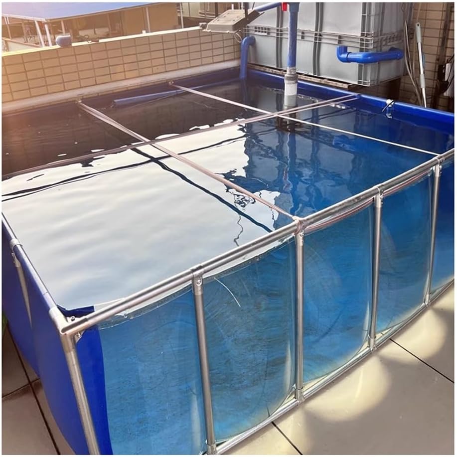 Large Fish Pond for Koi - Durable PVC Liner with Steel Frame & Clear Window, Perfect Above Ground Aquarium Pool for Breeding (80x50x35cm)