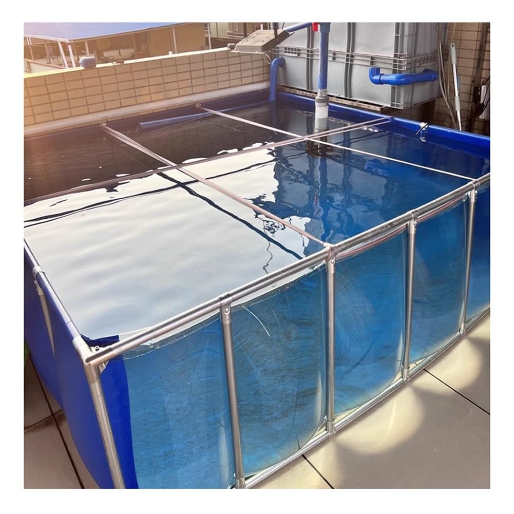 Generico Laghetto per Pesci Fuori Terra Resistente - Rivestimento in PVC con Finestra Trasparente e Struttura in Acciaio, Perfetto per l'allevamento di Koi, Vasca per Acqua da Esterno (100x60x35 cm)