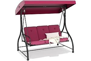Luxurious 3-Seat Outdoor Patio Swing with Canopy and Removable Cushion