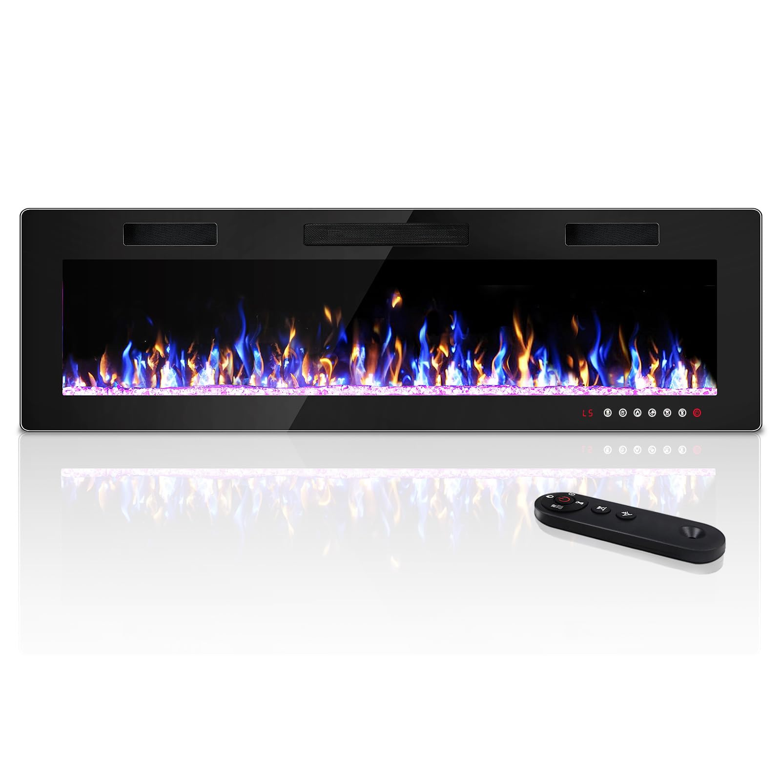 VENDORZ Electric Fireplace, 60" Recessed and Wall Mounted Electric Fireplace, Electric Fireplaces Inserts Heater, 750W/1500W Fire Places and Wall
