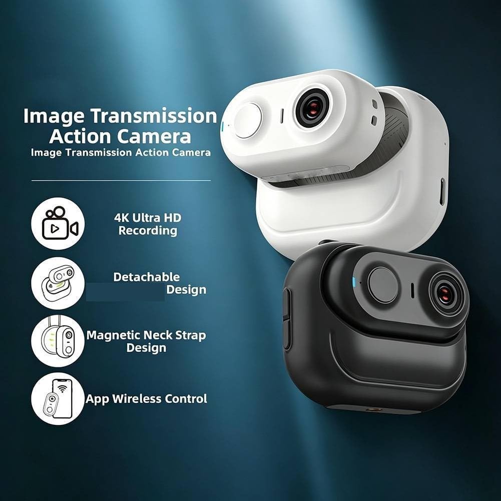 4K Thumb Action Camera POV per mini Body Cam 4K Thumb Action (bianco) | Risoluzione video 4K, dimensioni compatte 7x6x4cm, design leggero, perfetto per vlogging, viaggi in bicicletta