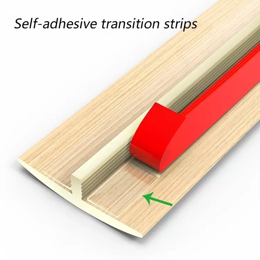 Bande de transition de sol auto-adhésive, bandes de transition de moulage en T de 35,4 pouces, bande de seuil de porte/carrelage/stratifié, finition grain de bois(Wood Color)