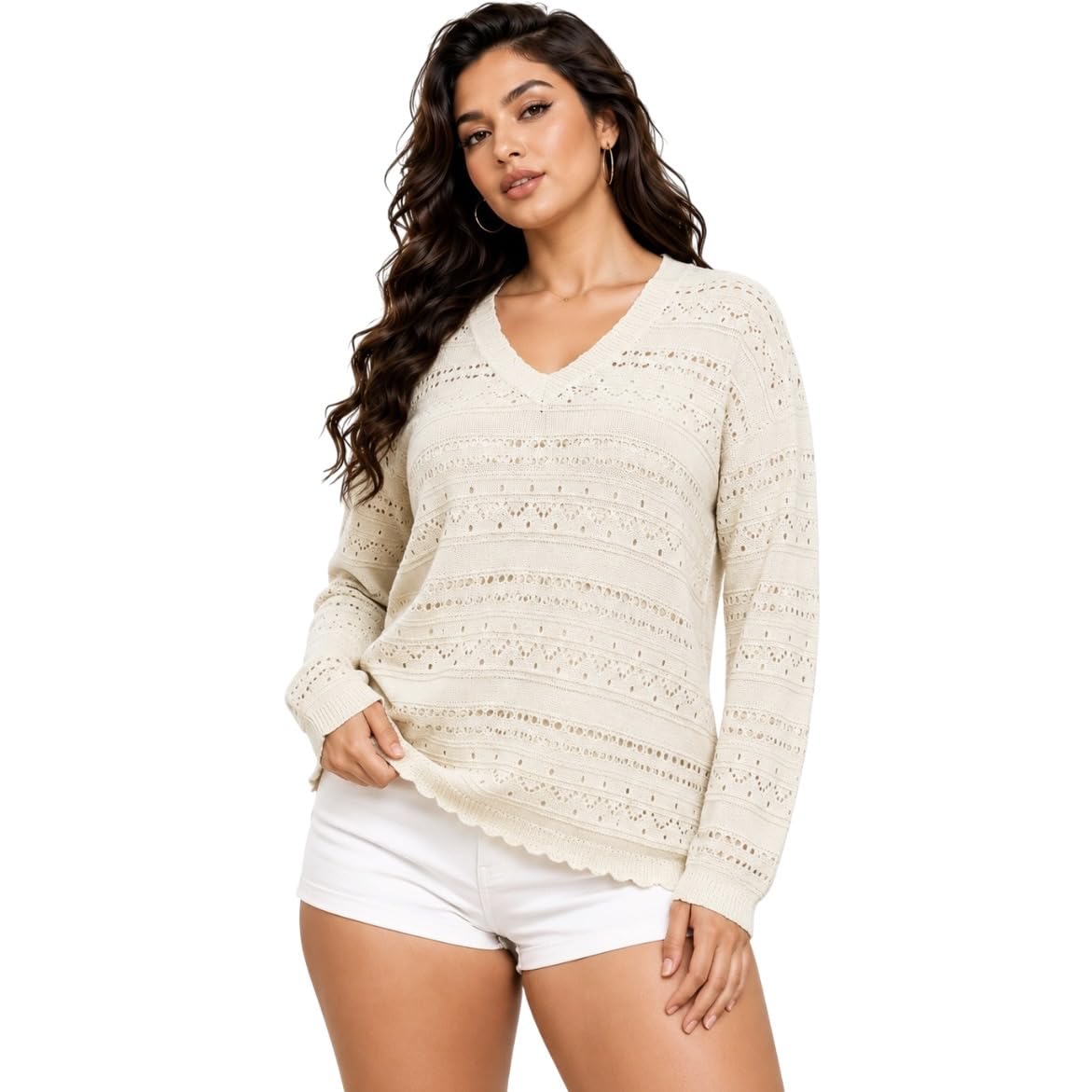 chandre Women's Crochet Knit Top, Hollow Knit Summer Pullover-picture-28