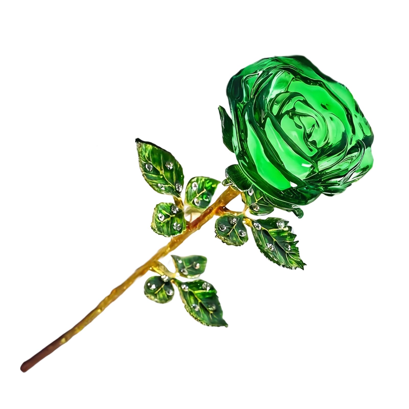 Hrtyvhin Women's Green Artistic Glass Flower Arrangement Feature Realistic Rose Detail For Wedding Anniversary And Birthday Gifts Glass Flower