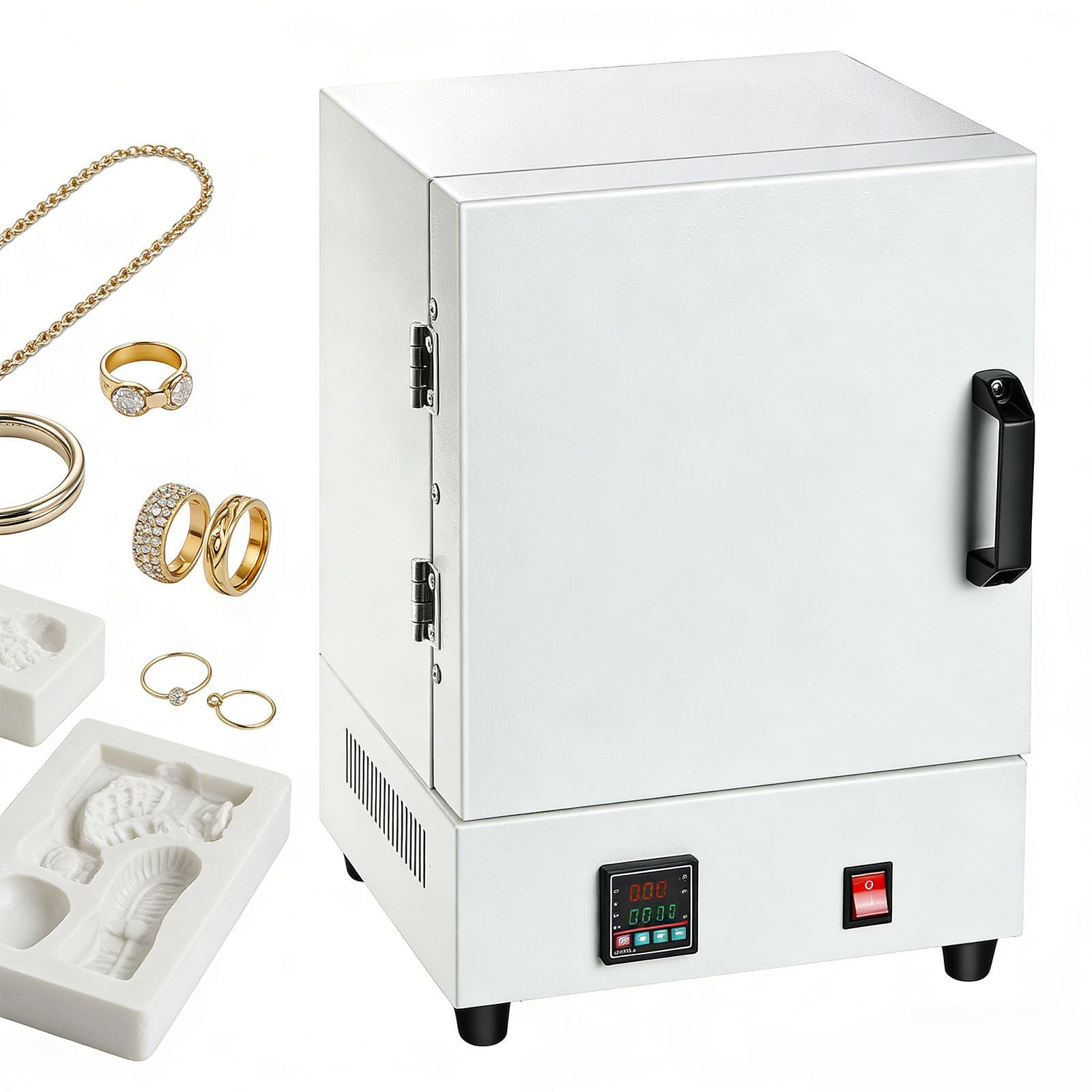 PRO Tischbrennofen für Töpferei & Schmuckherstellung - 1150°C Elektrischer Keramikofen mit Digitalanzeige & 4-seitiger Heizung - Für Heimstudio, Kleinserien-Guss, Entwachsen & Pulverbeschichtung