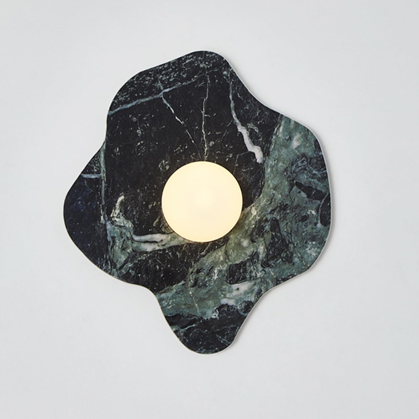 HUAYUSEDF Modern Nordic Marble Wall Lamp, Natural Stone Sconce with Globe Shade, Hardwired G9 Fixture for Bedroom, Hallway, Living Room - Stylish Interior Lighting