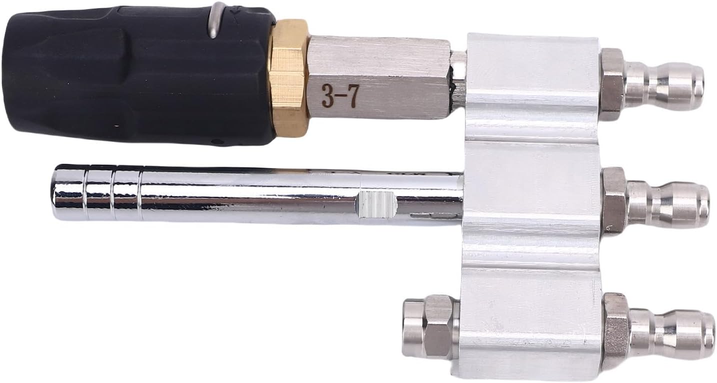 Luqeeg 3 in 1 Adjustable Downstream Soft Wash Nozzle, Long Soap Nozzle with 1/4in Quick Connect, 0 60° Spray Pattern for Pressure Washer 3 7 GPM, Up to 5000 PSI