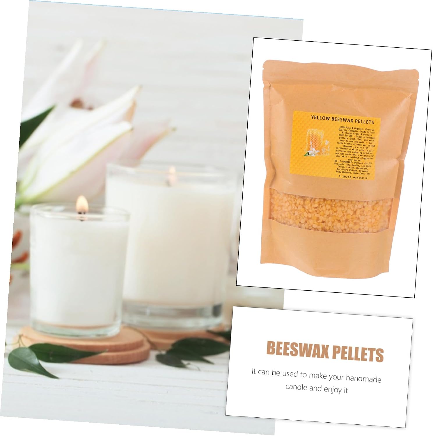 EPIGEIST Natural Beeswax Pellets for DIY Candle Making Eco-Friendly Beeswax Pastilles for Homemade Candles Skincare and Craft Projects
