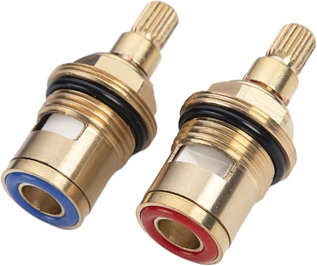 PENKOHOME 1 Pair Replacement Ceramic tap Cartridge Valves 1/2" Quarter Turn Disc Cartridge Faucet Valves for Bathroom Kitchen Tap(Hot & Cold)
