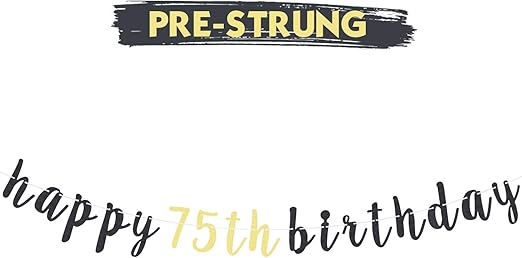 LINGTEER Happy 75th Birthday Party Decorations,75th Birthday Glitter Garland Banner - Cheers to 75 Years Old Bday Party Backdrop Decoration Sign.