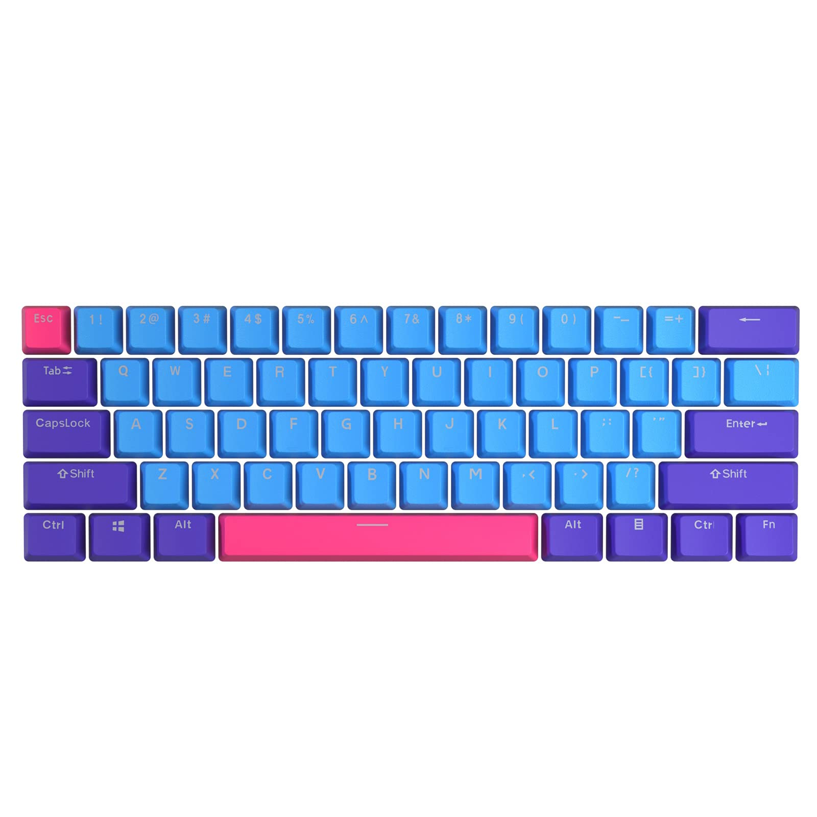61 Key PBT Thick 60 Keycaps Sunshine ANSI Layout for Mechanical
