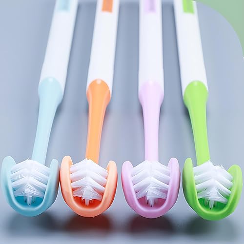 Miniatura 6 de Cepillo de dientes para autismo de 3 caras, diseño de limpieza oral de dientes de 360, cepillo de dientes en forma de U, 4 piezas de cerdas suaves