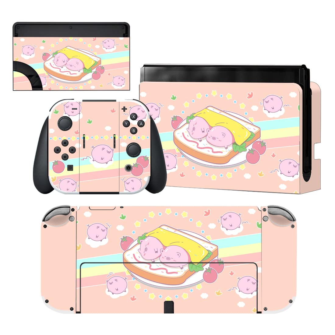 playvital Full Set Protective Stickers for Nintendo Switch OLED Model, Customized Vinyl Decal Skins for Switch OLED Console & Joycon & Dock & Grip - Abyss Knight — view 22