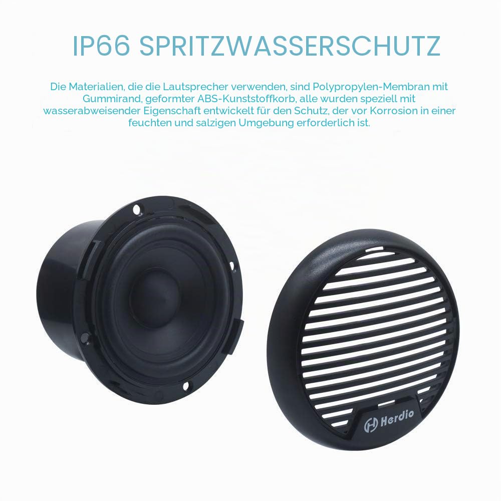 Herdio 7,6 cm (3 Zoll) wasserdichte Motorrad-Lautsprecher für Boot, ATV, Traktor, UTV, 140 W