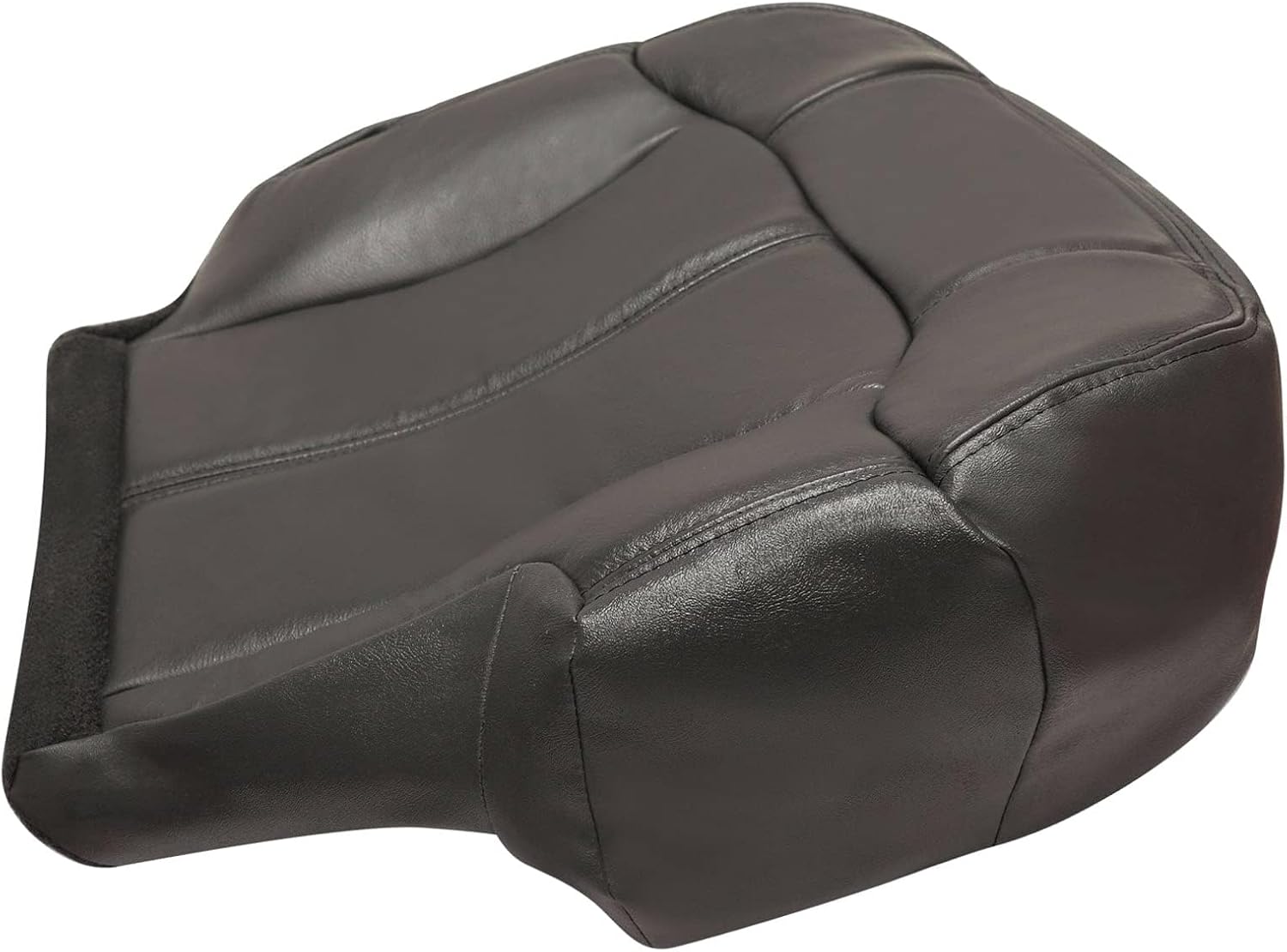 SecosAutoparts Driver & Passenger Side Bottom Leather Replacement Seat Cover Dark Gray Compatible with Chevy Silverado Tahoe Avalanche Suburban Compatible with GMC Sierra Yukon 1999 2000 2001 2002