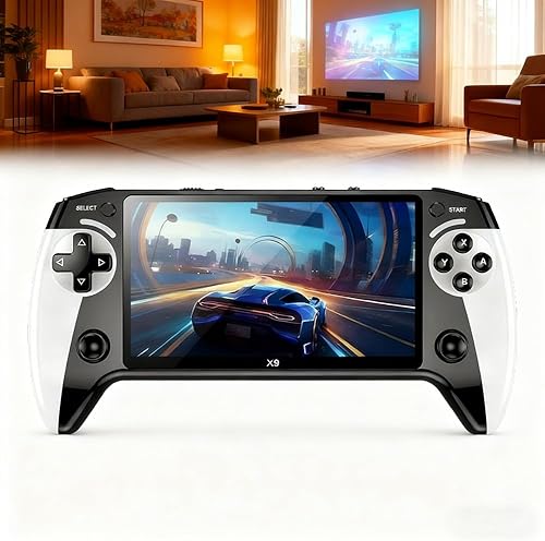 Consola de juegos portátil retro X9, consola de juegos retro Saker de 64 GB con pantalla HD IPS de 5.5 pulgadas, más de 20000 juegos clásicos,
