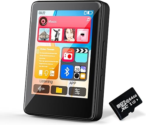 Reproductor MP3 de 64 GB con Bluetooth, reproductor de música con altavoz HD integrado, reproductor de MP3 para niños, radio FM, grabadora de voz,