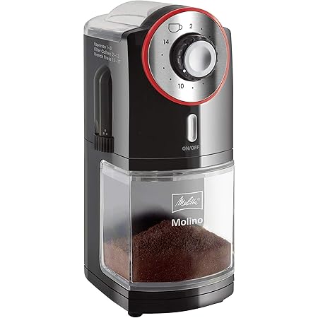 Melitta Molino Coffee Grinder, 1019-01, Electric Coffee Grinder, Flat Grinding Disc, Black/Red, CD - Molino - red mat