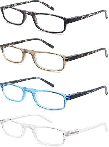 MODFANS Gafas de lectura para mujeres y hombres, montura estrecha ligera con acabado brillante, bisagra de resorte flexible, elegantes lentes