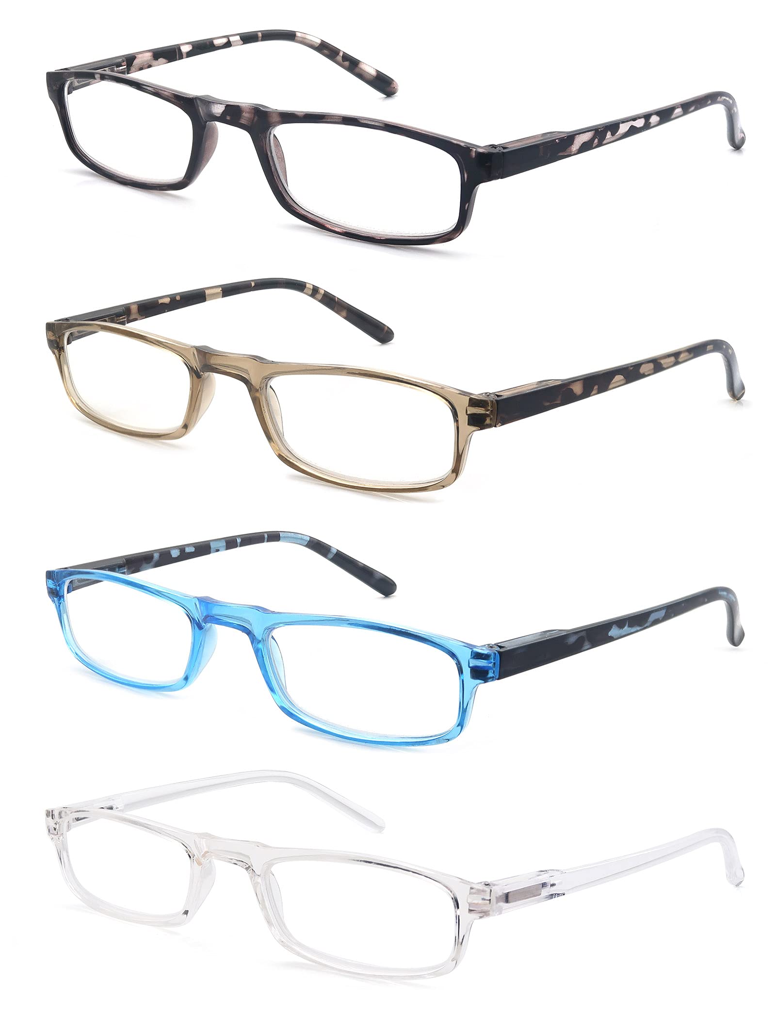 MODFANS Women Reading Glasses Men Readers,Narrow Lightweight Glossy Frame Flexible Spring Hinge Trendy Small Eyeglasses Pouch Protect Comfort Match