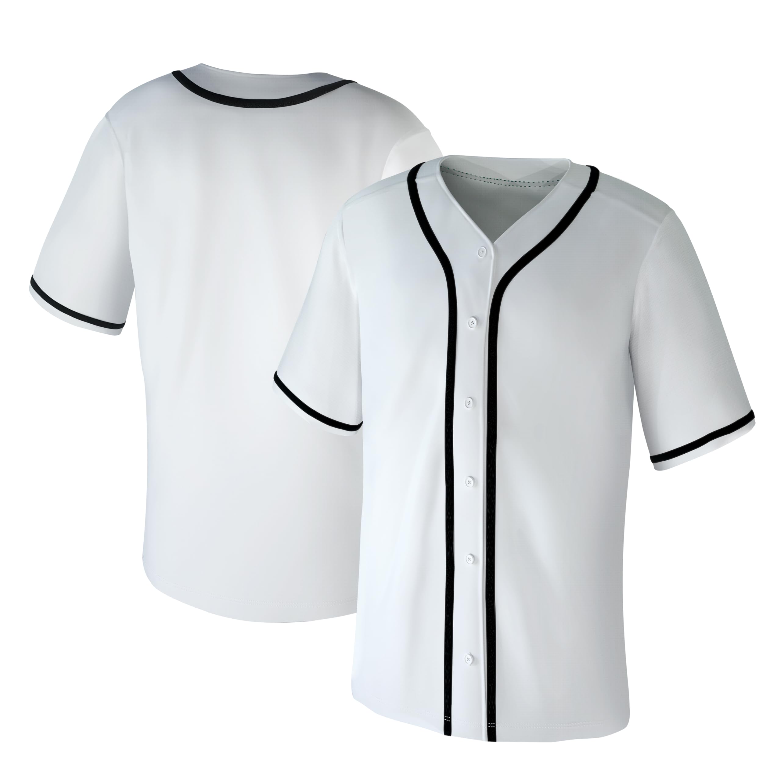 Aizqaoalk Baseball Jersey,Blank Baseball Jerseys for Men Shirts Short Sleeve Hip Hop Sports Casual Button Down Uniforms White