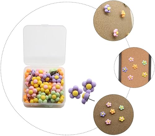 Miniatura 6 de 30 unids de cinco pétalos flor pushpin pequeño pin multi-función pulgar tachuelas reemplazables pin de oficina accesorios de escritorio mapa