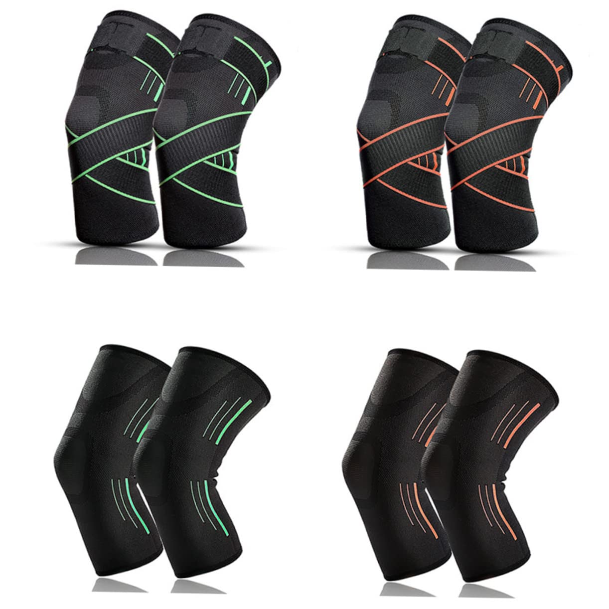2 Pcs Protective Knee Pads Compression Sports Sleeve for Basketball | Nylon Fabric, Light Green Color, Wrapping Band Design, Lightweight Support for Football and Outdoor Sports