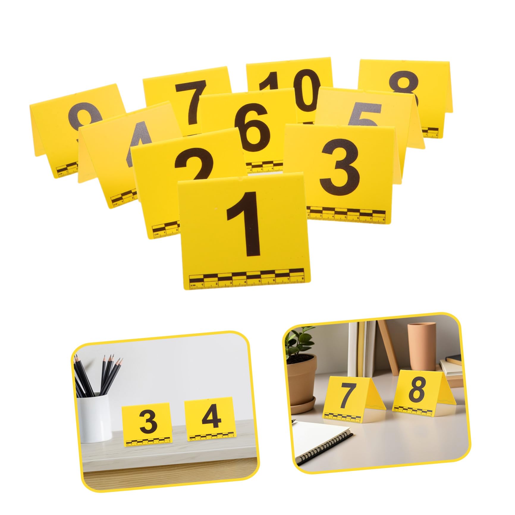 NUOBESTY Marcatori di Scena del Crimine in Plastica Gialla Struttura Verticale Leggera per Identificazione Prove, per Scene del Crimine e Giochi di Festa, Set