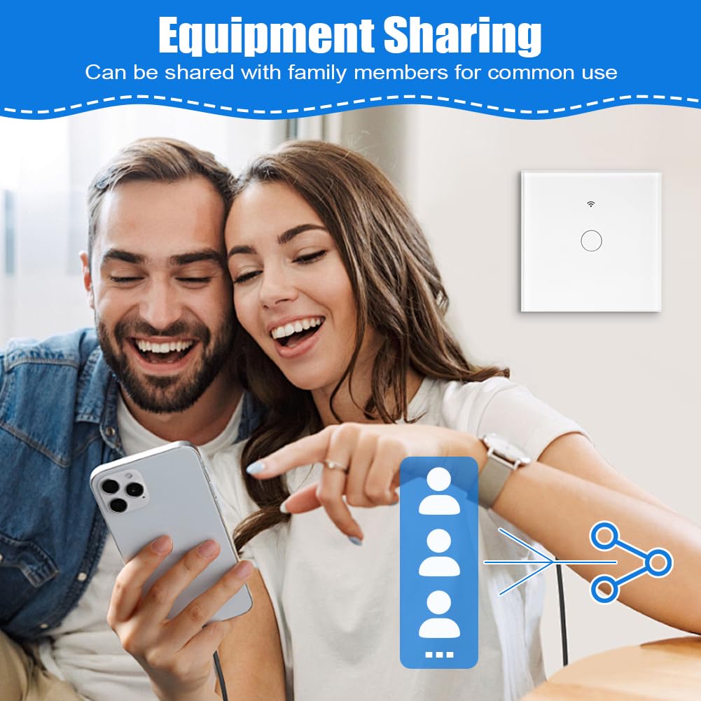 Ainiv Inteligentny włącznik światła WiFi, 1-drożny, 2,4 GHz, Alexa Google Home, obsługa aplikacji Tuya, sterowanie głosem, szkło hartowane, dotykowa rama, przełącznik ścienny, podtynkowy, biały