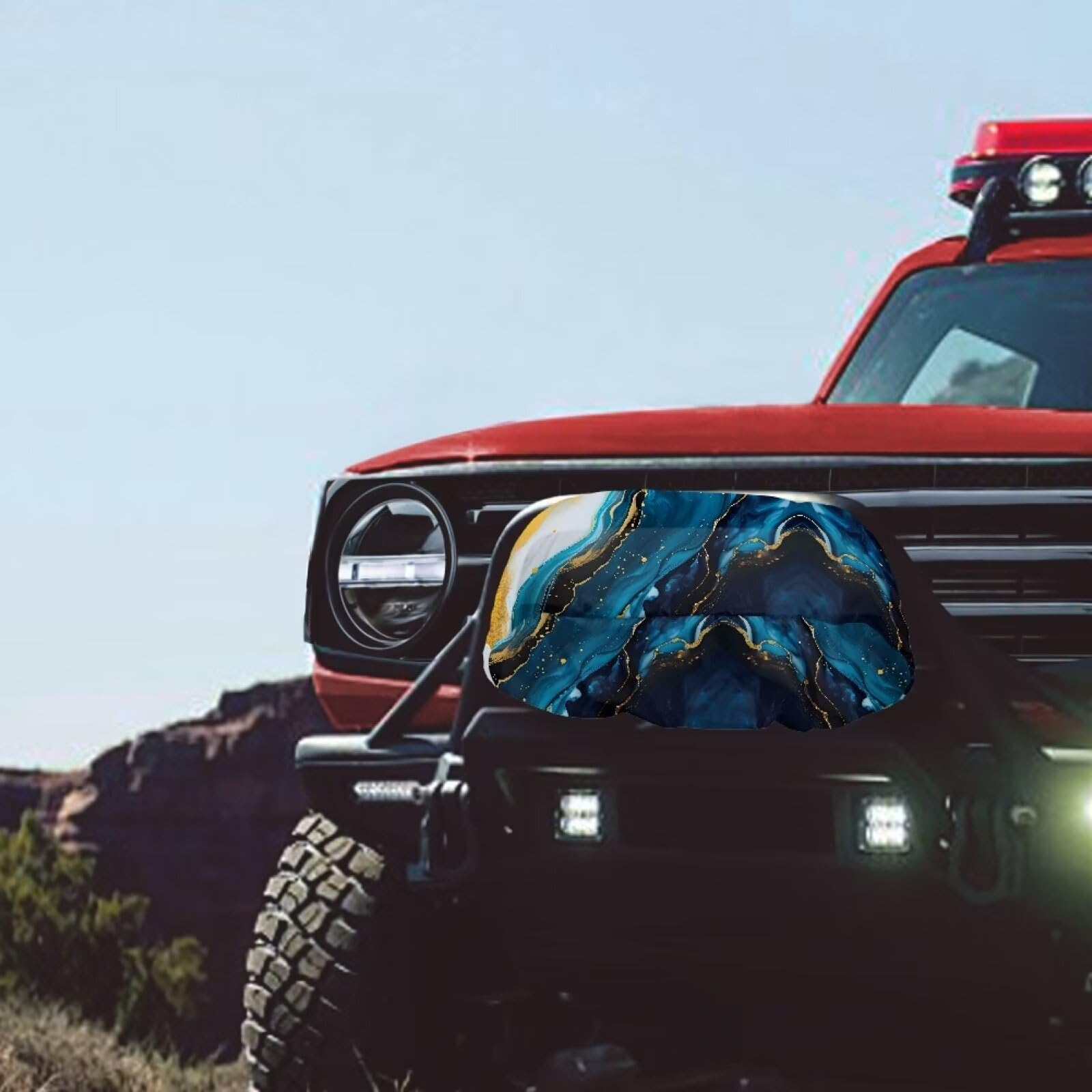 Yuuxorilu Marble Winch Cover Waterproof Dust-Proof Winch Protection Cover Breathable Electric Winches Protection Cover Car Accessories