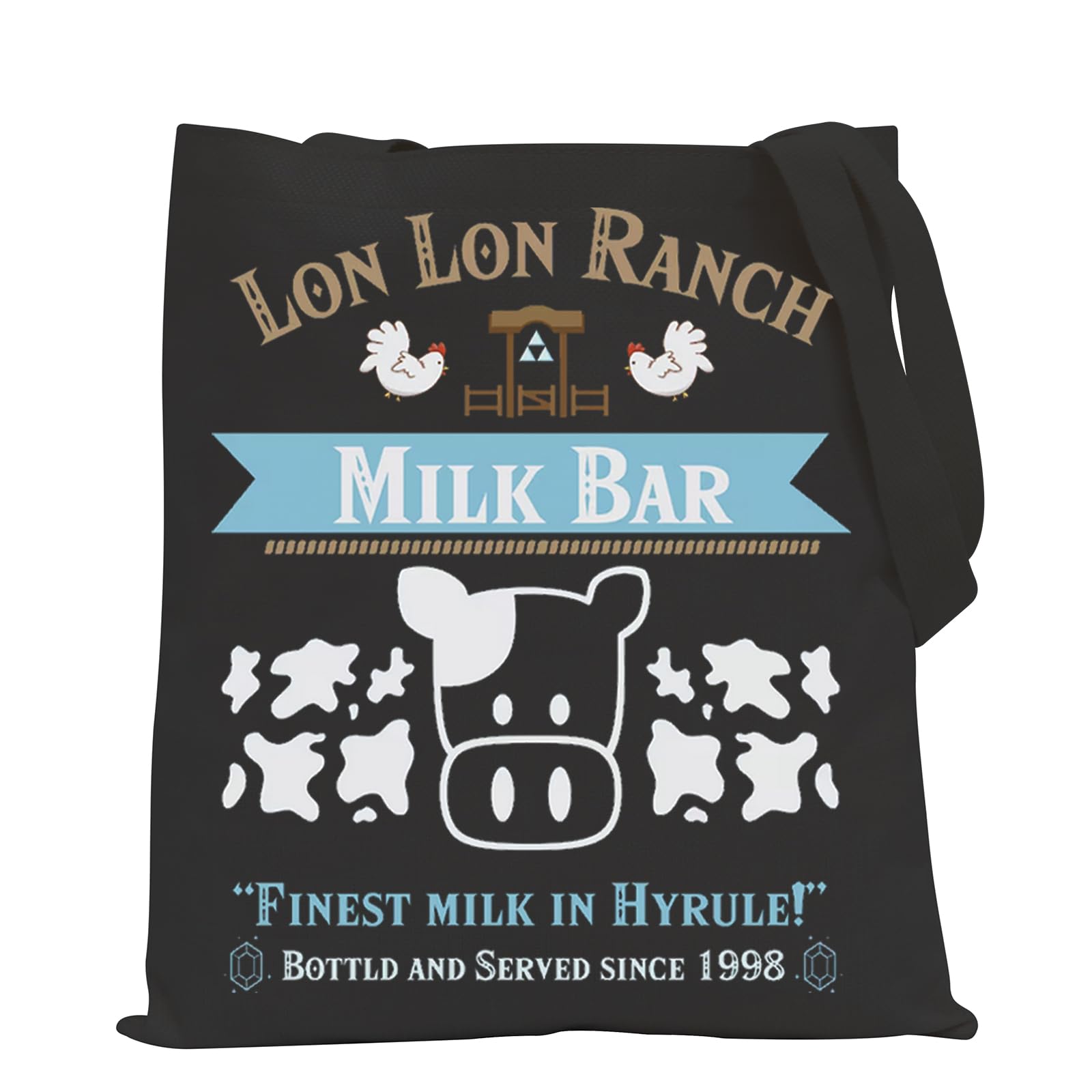 POFULL Video Game Shoulder Bag Video Game Lover Gift Ocarina of Time Lon Lon Ranch Milk Bar Tote Bag