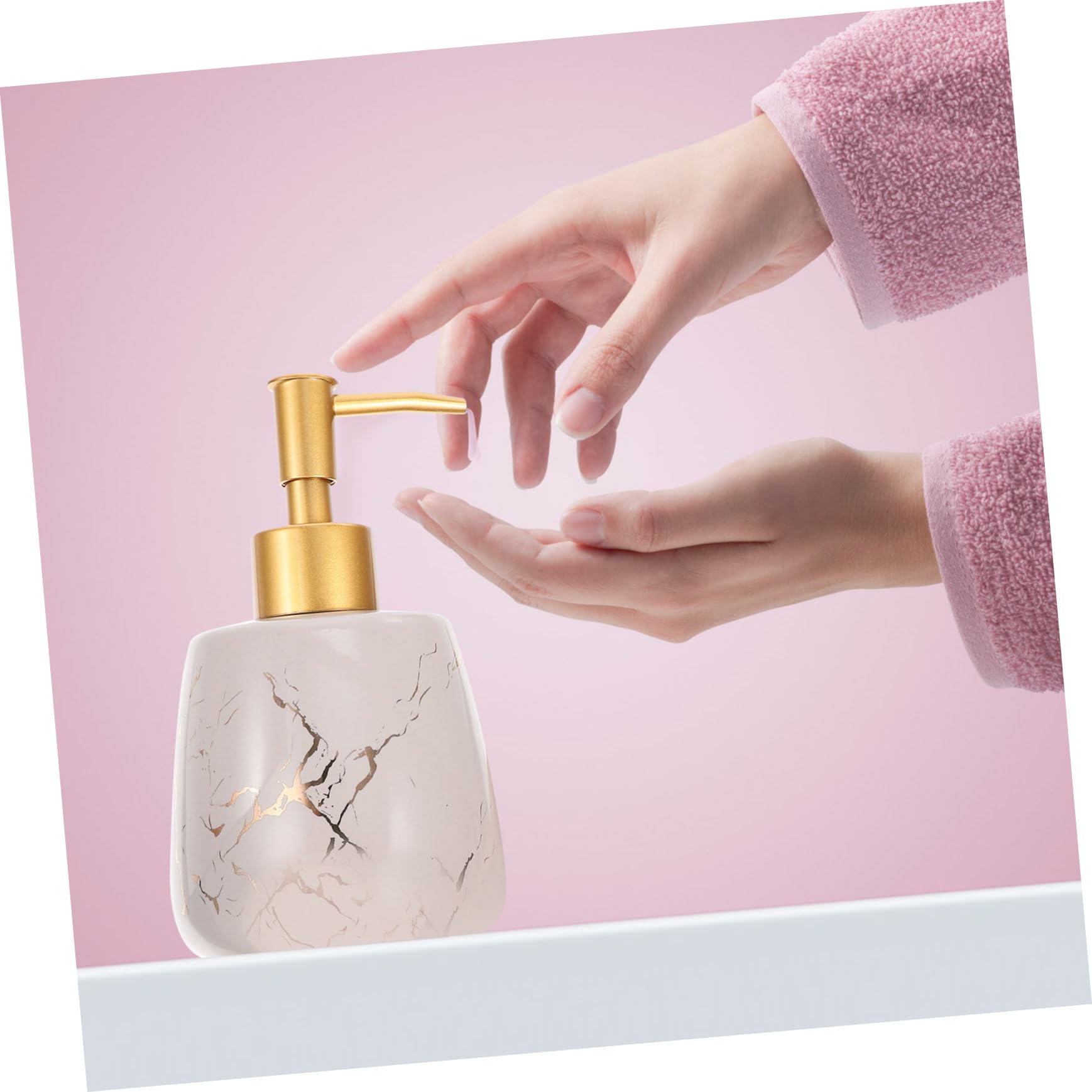 Dispensador de Jabón Recargable de Cerámica Portátil y Reutilizable para Baño Bomba de Prensa, Diseño Moderno y Práctico para Encimera