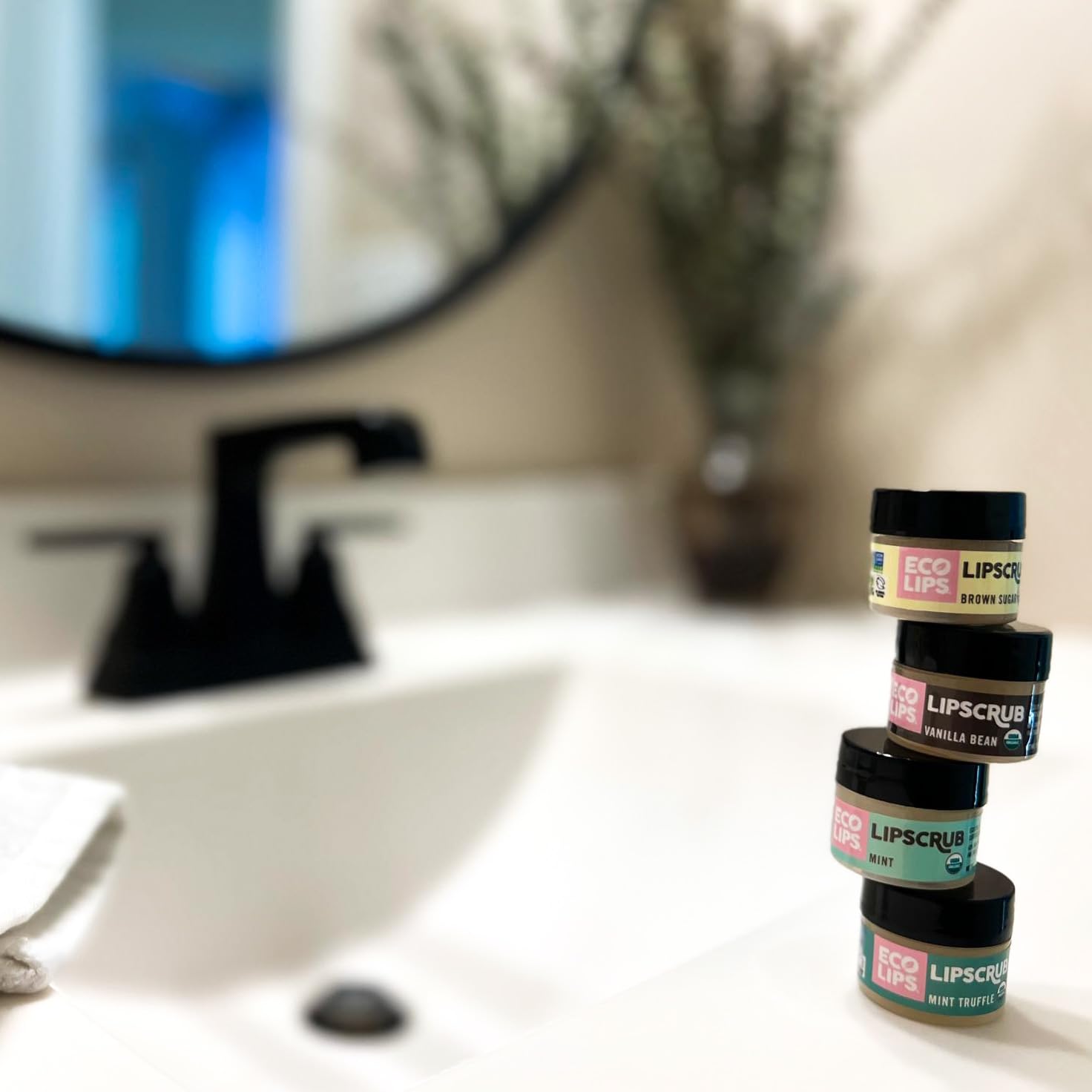 Lip Sugar SCRUB - Paquete de 4 (4 frascos de 0.25 onzas) 100% orgánico para el cuidado de los labios con azúcar orgánico y aceite de coco, exfolia suavemente y pule los labios secos y 6