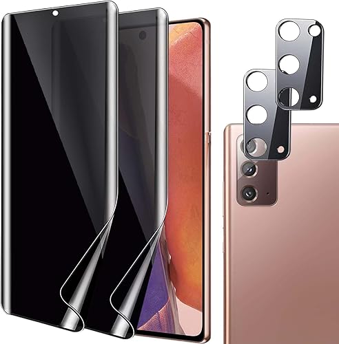Paquete de 2+2 protectores de pantalla de privacidad para Samsung Galaxy Note 20 de 6.7 pulgadas (no de vidrio), 2 películas de hidrogel de TPU