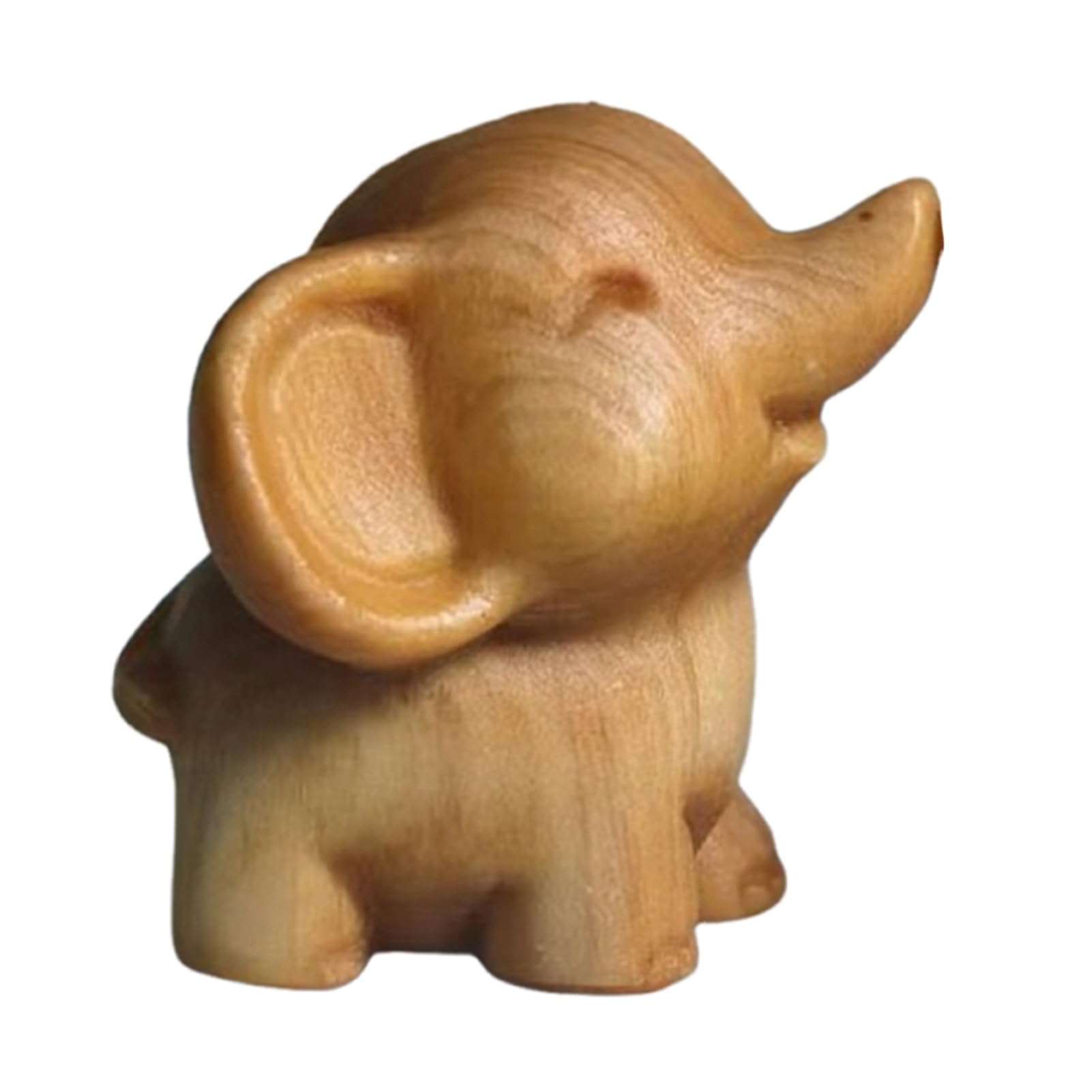 Glifora Mini Elephant Figurine - Cute Wooden Miniature Animal Sculpture, Small Collectible Wildlife Statue for Living Room, Office and Shelf Decor