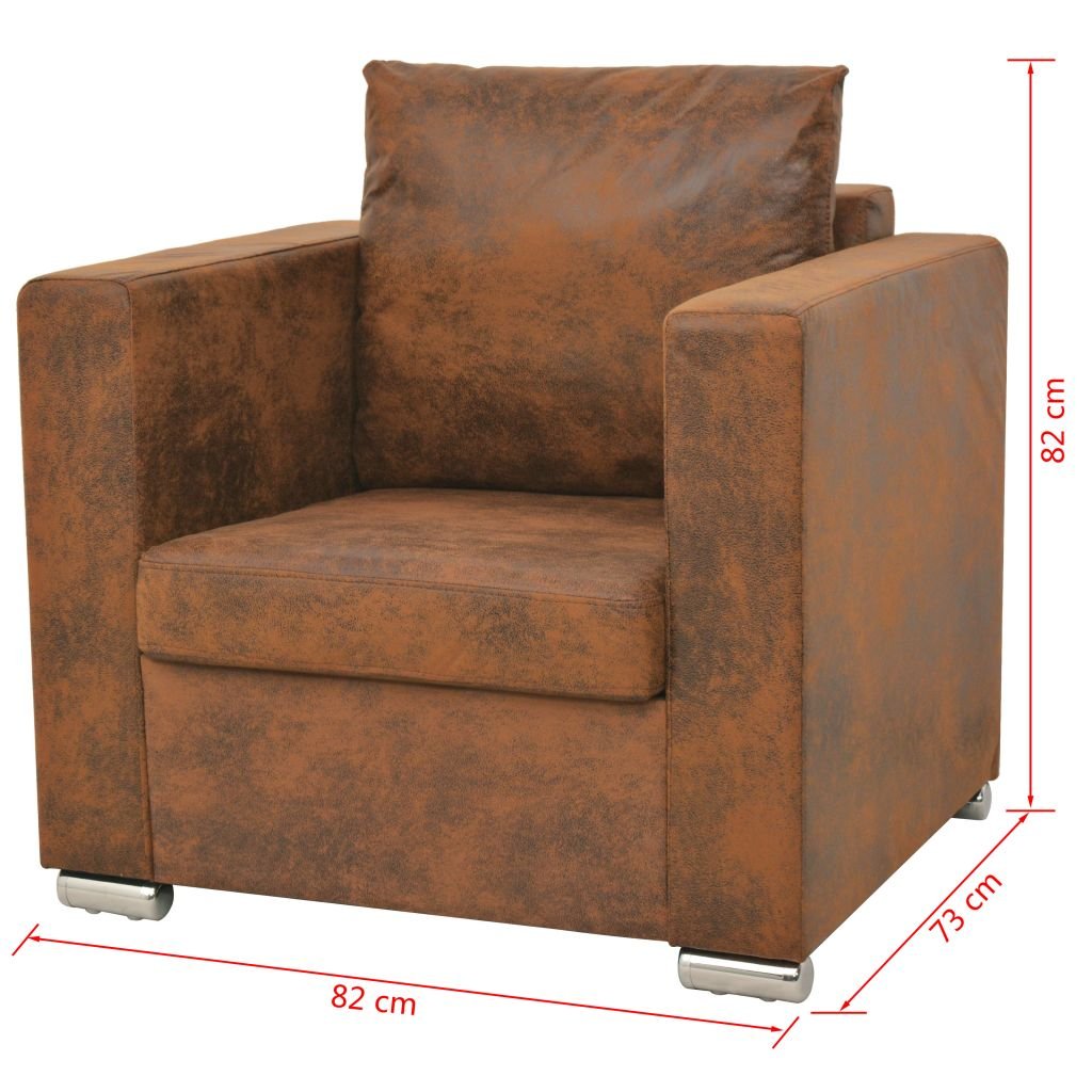 LAPOOH Fauteuil en cuir, fauteuil inclinable, fauteuils de salon, fauteuil tantra, fauteuil relaxant, fauteuil à oreilles, canapé individuel, en daim artificiel marron