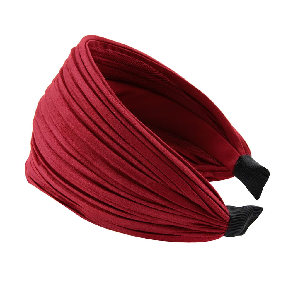 Axy HR32 headband, series 32 hair band with light flannel (leather appearance) dark red, darkred - Image 2