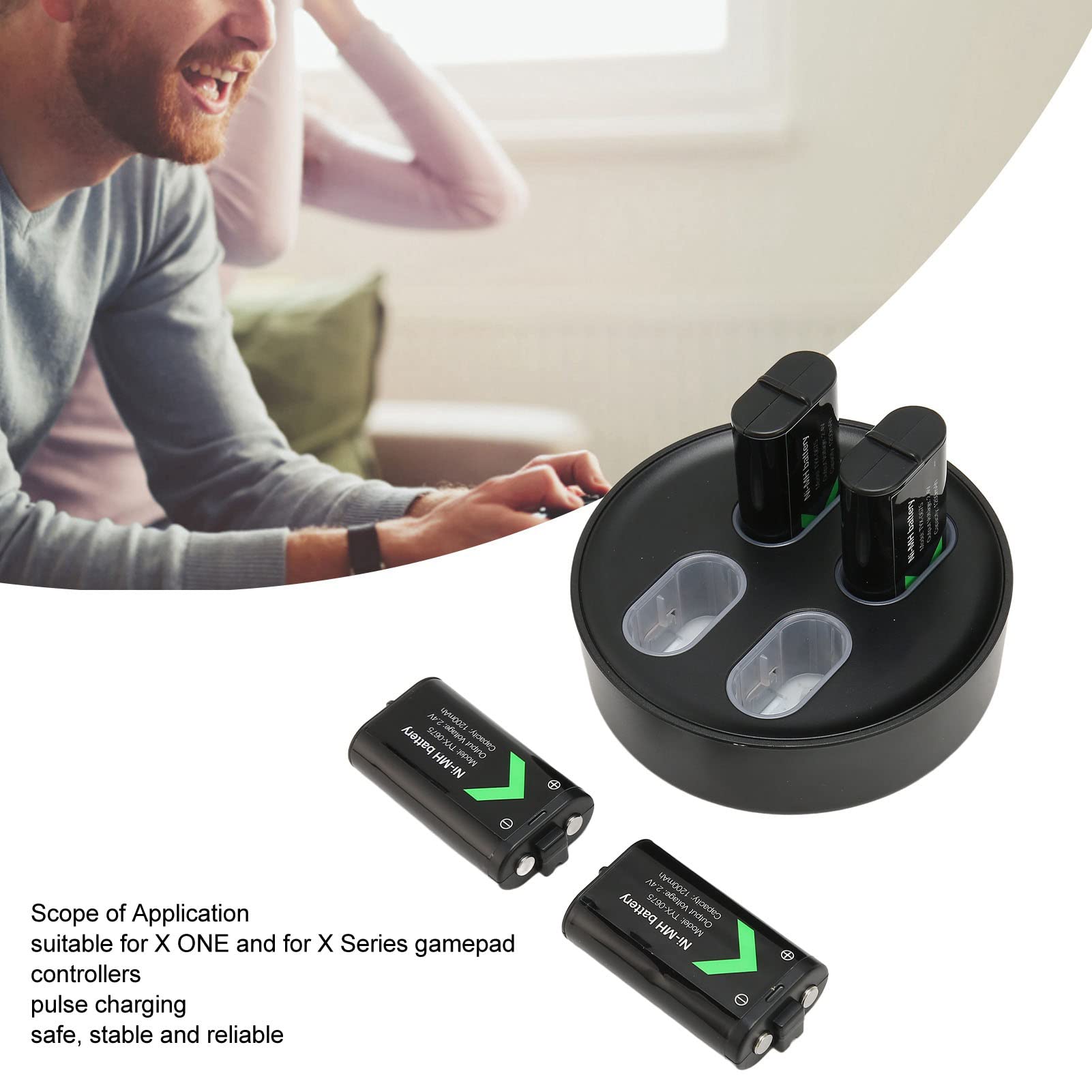 Batteria Ricaricabile per Controller, 4 Batterie Ricaricabili di Backup Ad Alta capacità da 1200 MAh con Dock di Ricarica e Cavo per e Series X