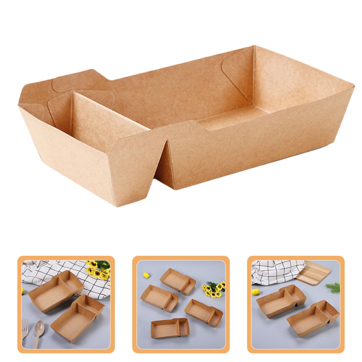 jojofuny Scatola 440ml Kraft per Snack 50 Doppio Scomparto per Patatine Fritte e Nachos per Feste e Attività di Ristorazione