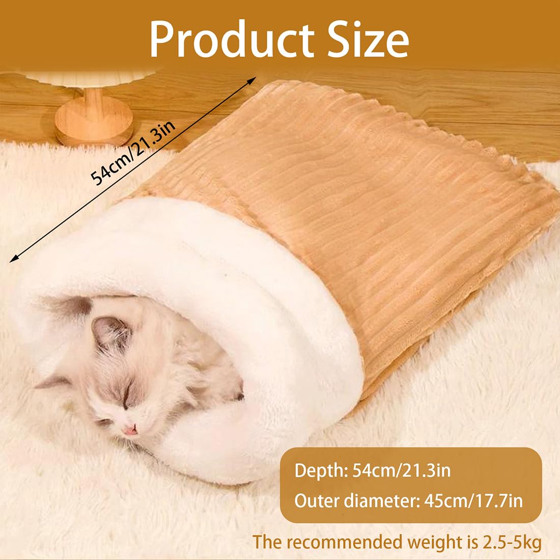 Kuschelhhle Katzen Schlafsack aus Fleece Baumwolle - Waschbar fr Katzen  und Welpen - Maschinenwaschbar (Khaki) : Amazon.de: Haustier