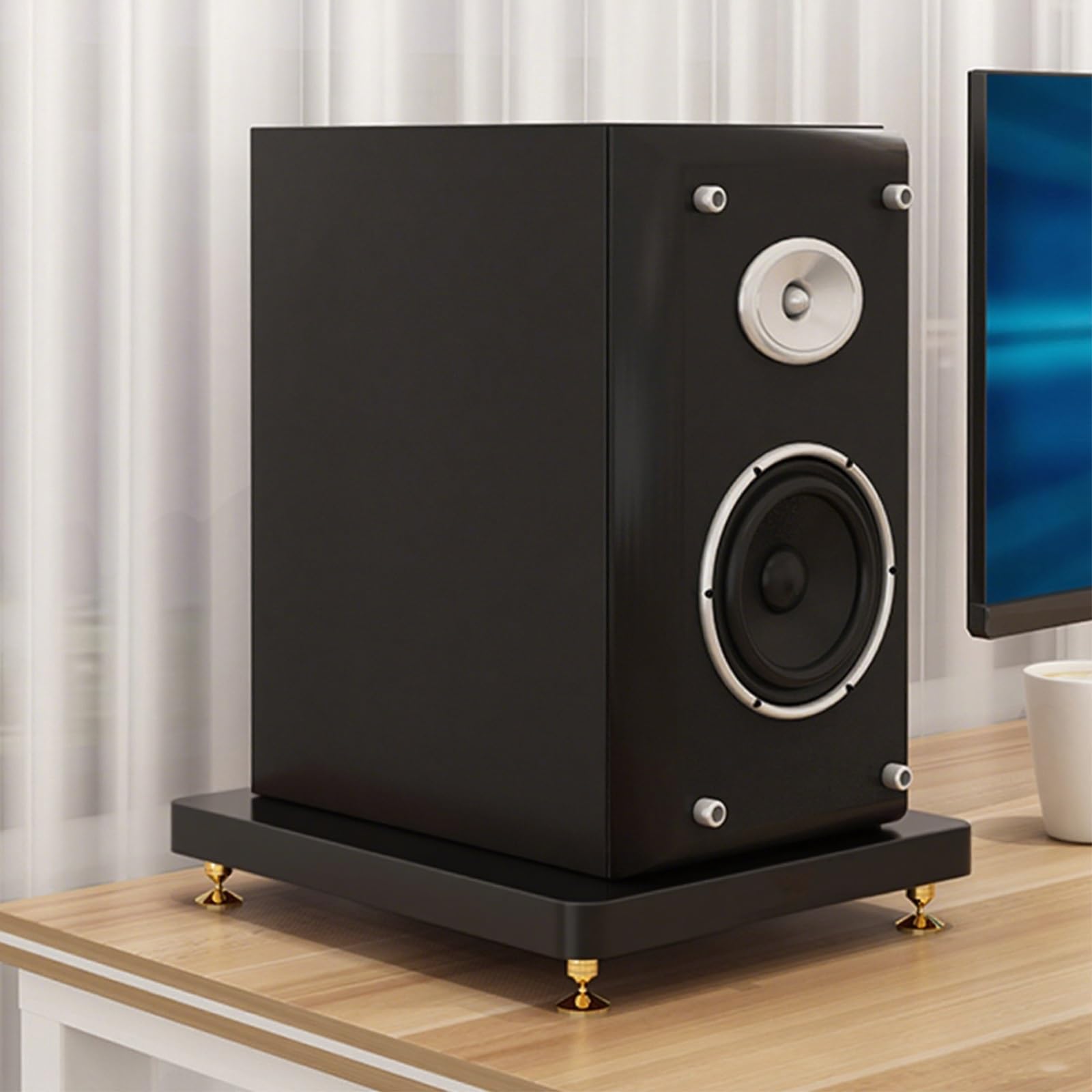 Moderno supporto per amplificatore HiFi multifunzionale in legno per soggiorno, studio musicale, 30 x 30 cm, ripiano per display audio