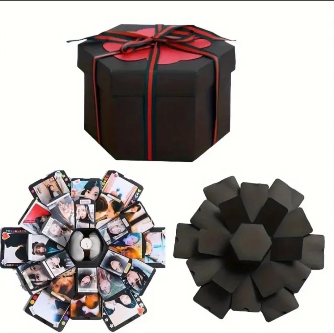 DIY Explosion Box Hexagonal Surprise Photo Gift Box | 16.54 x 15.47 in Expanded, Hexagonal Design-image-26