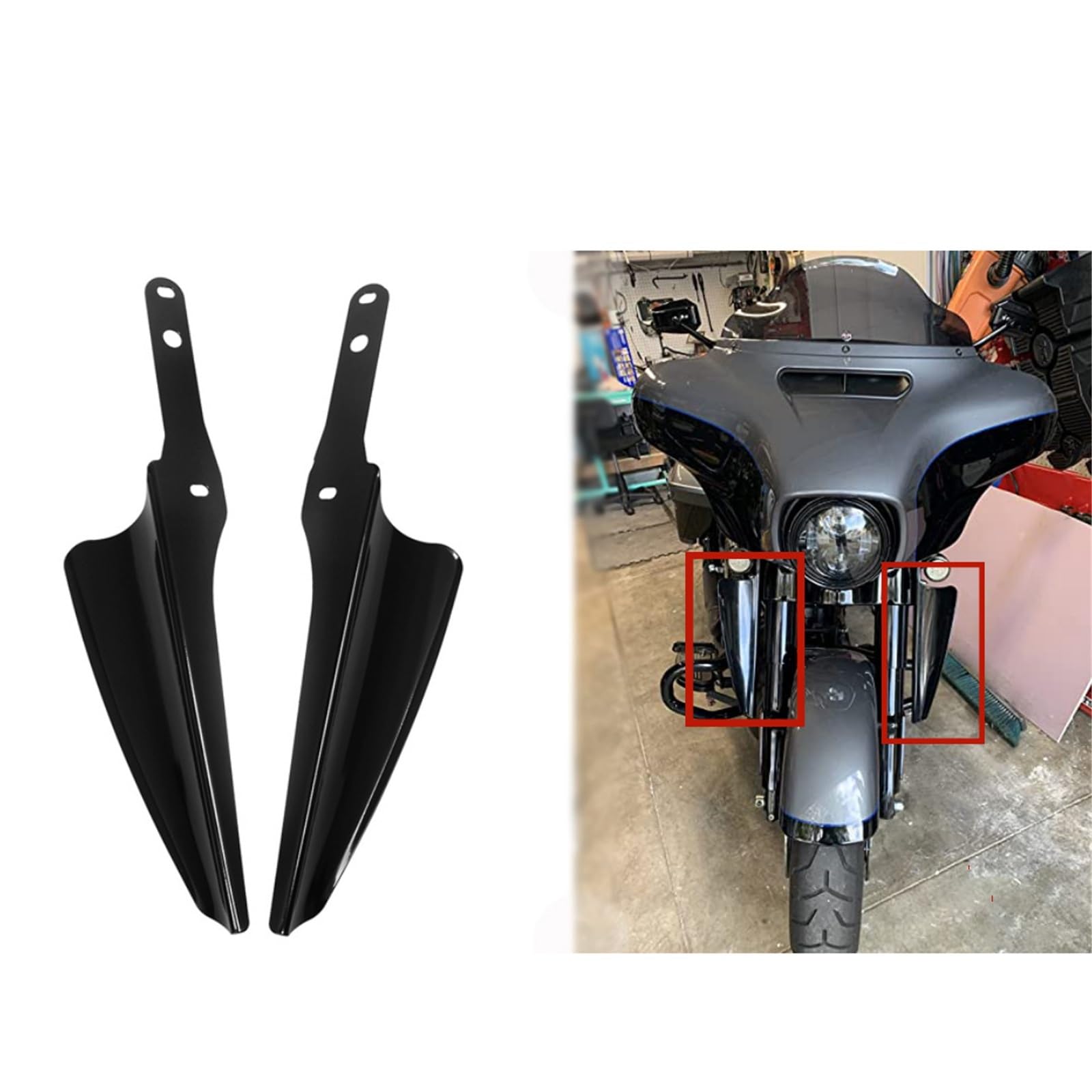 powietrzadeflektor Czarne osłony przeciwwiatrowe mocowane do przedniego widelca, pasujące do Harley Touring Road King Street Glide Electra 1995-2023 Deflektor motocykla